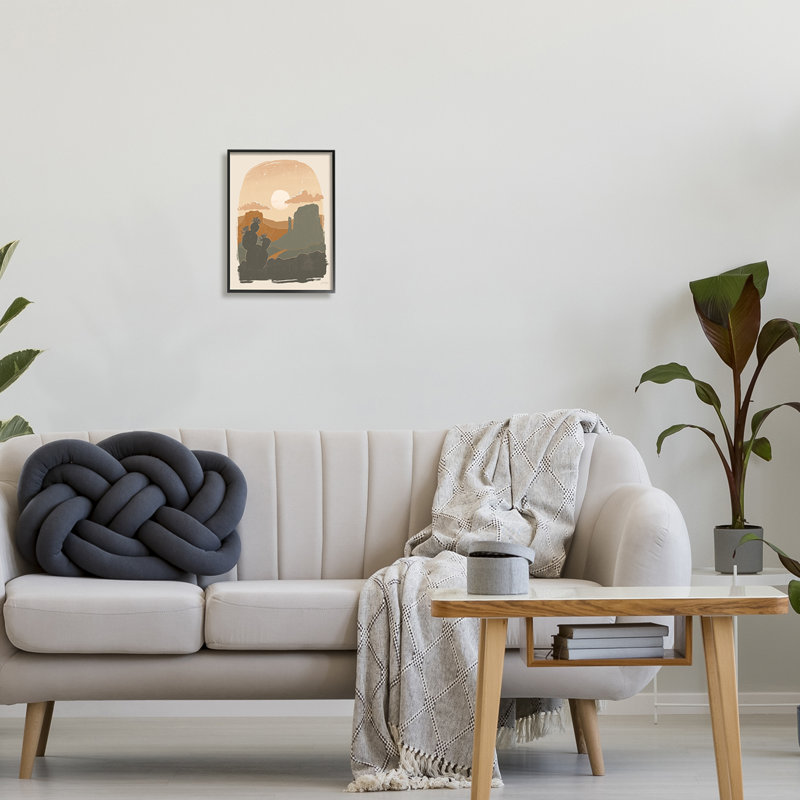«Sunset Desert Canyon Silhouette» par Janelle Penner - peinture sur bois, Giclée encadrée noir minuit