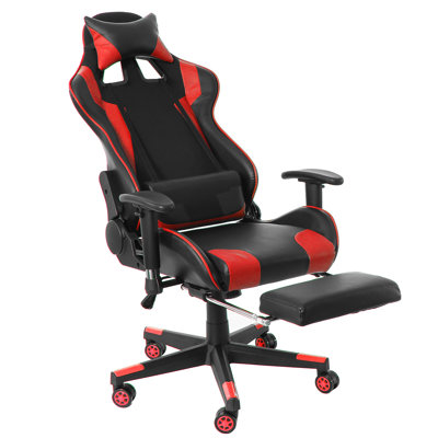 Blue Elephant Faux Leather PC & Racing Game Chair with Footrest