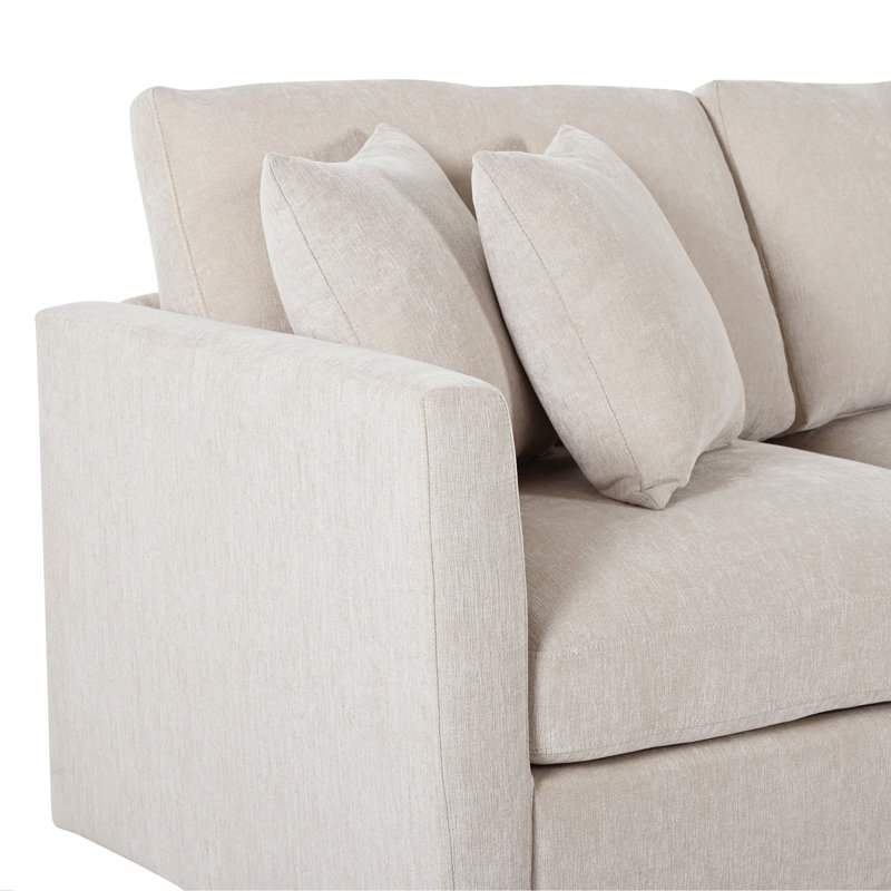 Canapé modulaire en chenille 3 pièces en U de 107 po avec méridienne courbée et 3 coussins décoratifs U_Style - parfait pour les salons