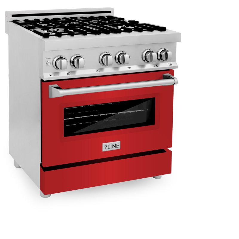 ZLINE 30" Legacy Dual Fuel Range, Red Matte Stainless Steel