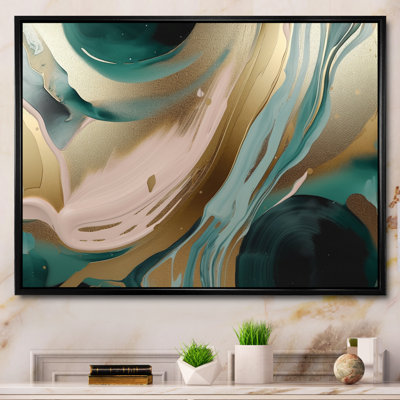 Or et vert marbré Euphoria V - art mural grand marbre abstrait