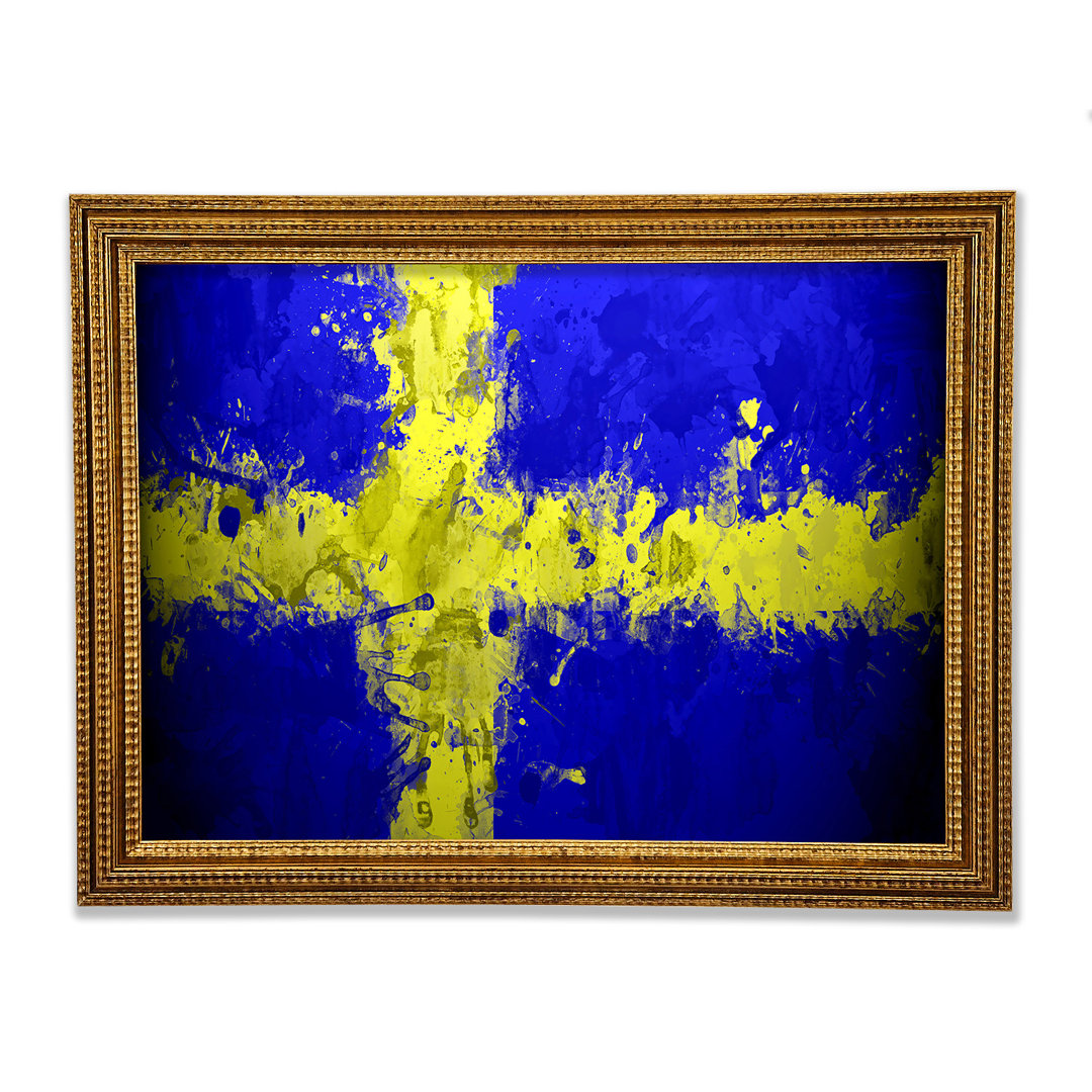 Schweden Grunge Flagge - Druck