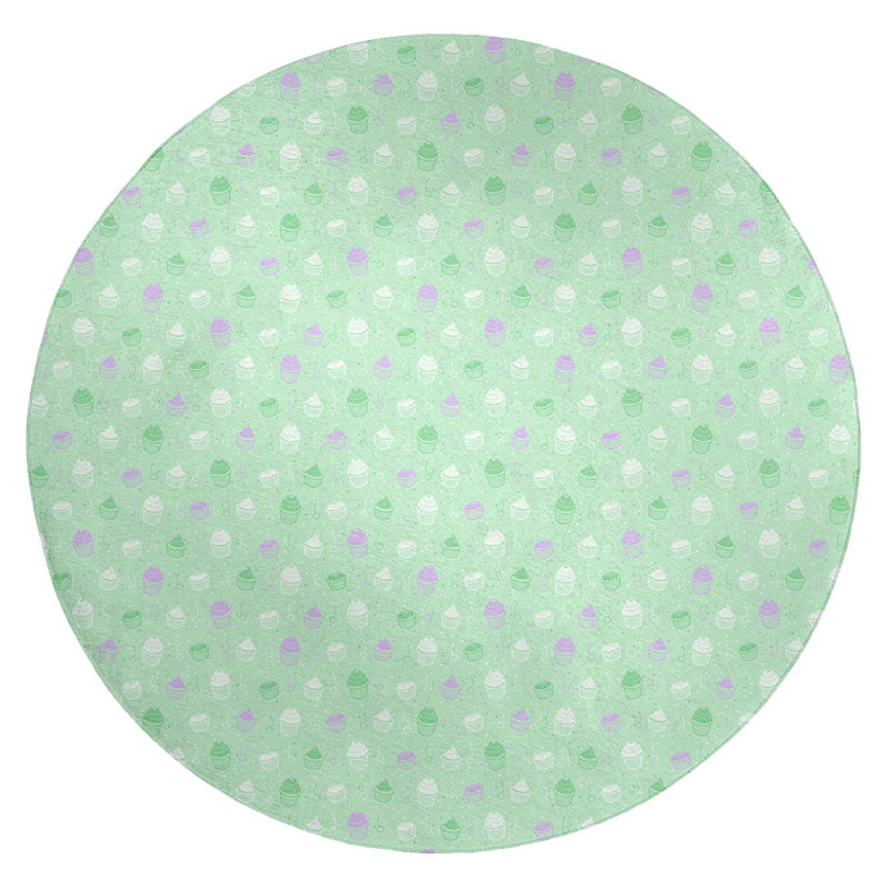 Tapis à rayures petits gâteaux green area, Rond 5 pi