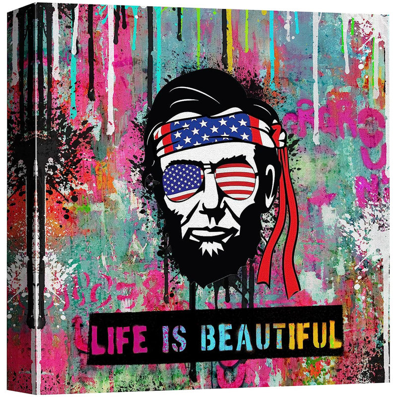 «Abraham Lincoln», verres à aviateur sur toile, art audacieux, H 24 po x l 24 po x P 1,5 po
