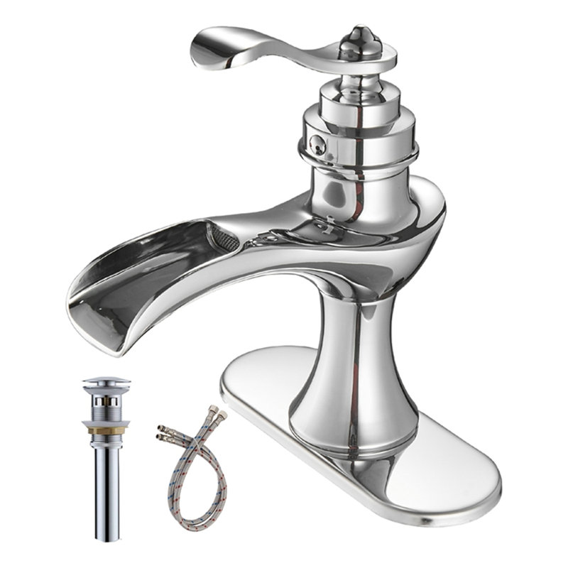 Single-Hole Single-handle Bathroom Faucet with Drain Assembly, Chrome