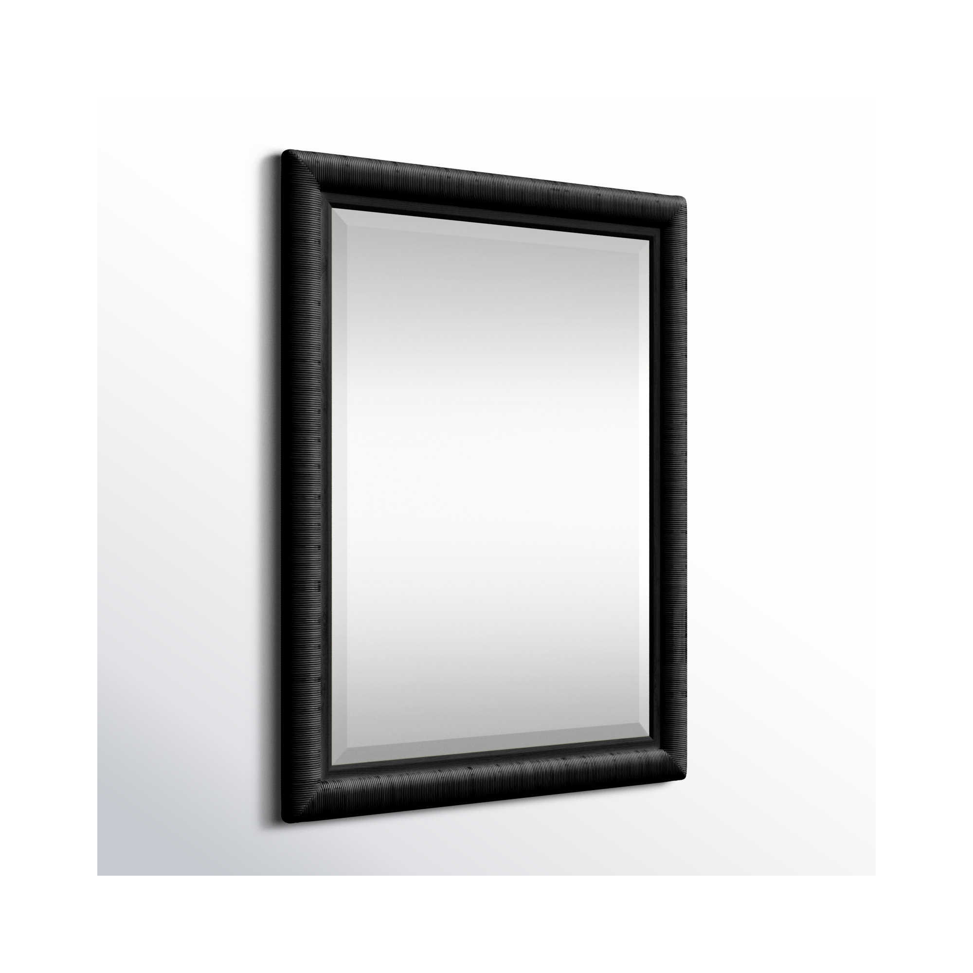 Monterey Rattan Flat Mirror, Antique Black