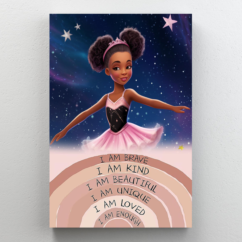 «Ballet Girl I Am Brave», impression graphique sur toile, 1 pièce, H 14 po x l 11 po x P 1,25 po