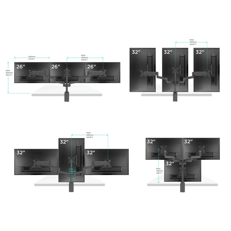 ONKRON Multi-Screen Single Screen Desktop mount and Wall mount Electronic Mount