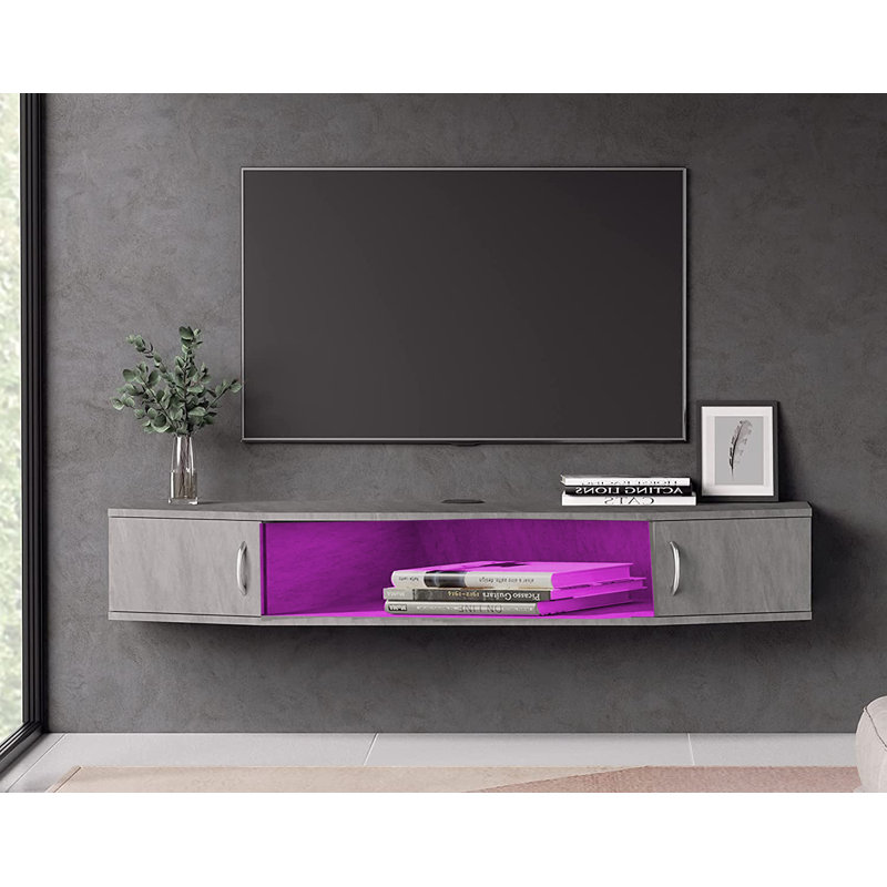 Axten Unfinished Floating TV Stand for TVs up to 65", Gray, 65", No LED