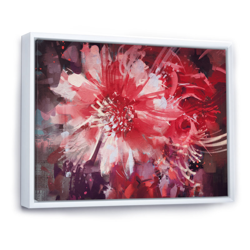 «Abstract Vivid Flower Bouquet», reproduction sur toile, H 24 po x l 36 po x P 1 po, Cadre flottant blanc