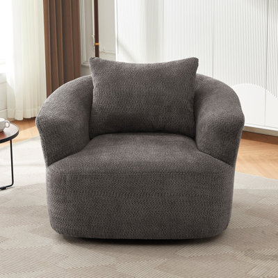 Fauteuil pivotant à 360 °, canapé d'appoint 38,2 po, fauteuil pivotant rembourré avec coussin décoratif pour salon, chambre à coucher, bureau et hôtel