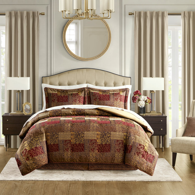 King Size Red Chenille Jacquard Comforter Set