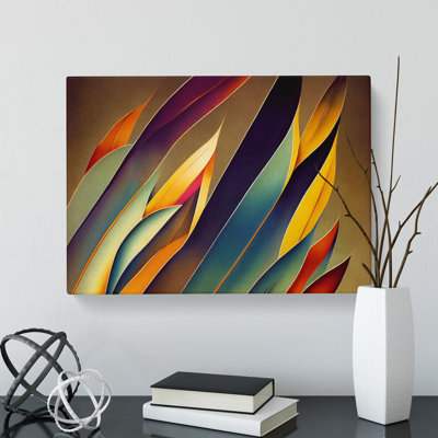 Bird Feather Art Deco - Wrapped Canvas