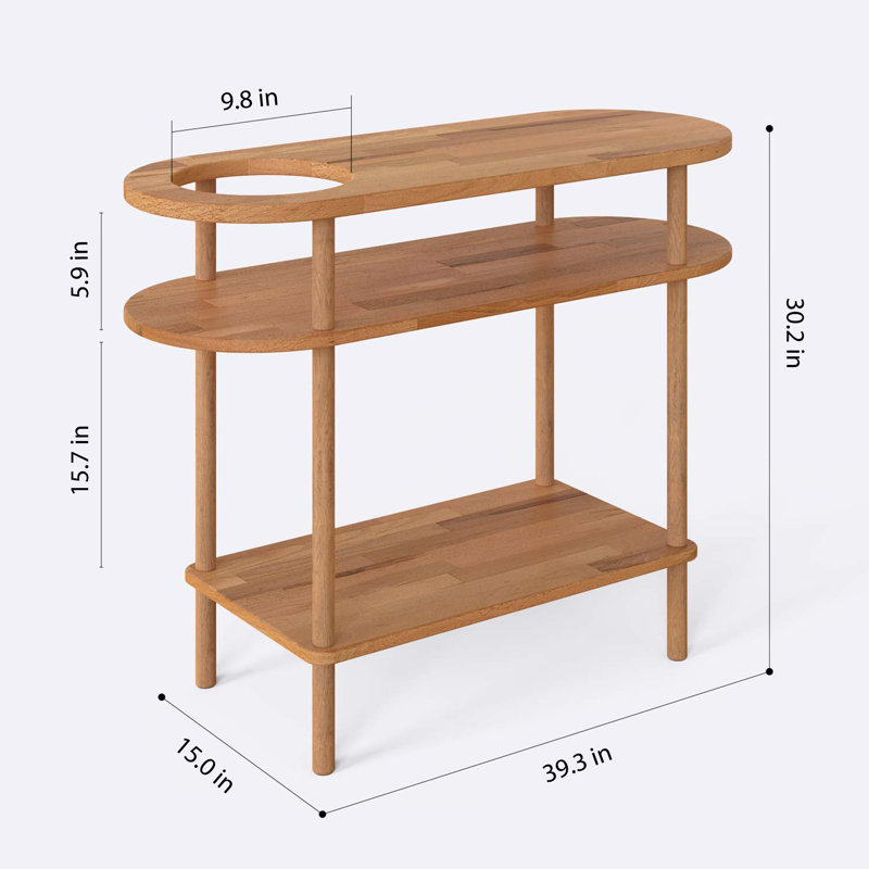 Console ovale en bois massif avec 2 tablettes Kennard - Solution de rangement élégante pour les couloirs