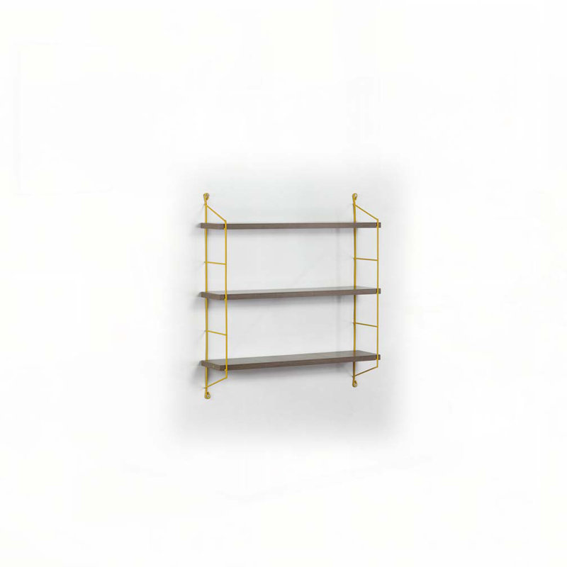 Triple Shelf, Walnut/Yellow