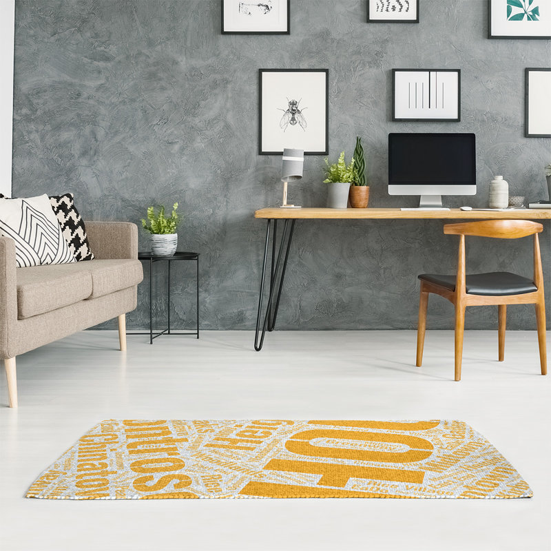 Tapis de zone orange à tissage plat poils longs, Rectangle 5 pi x 7 pi