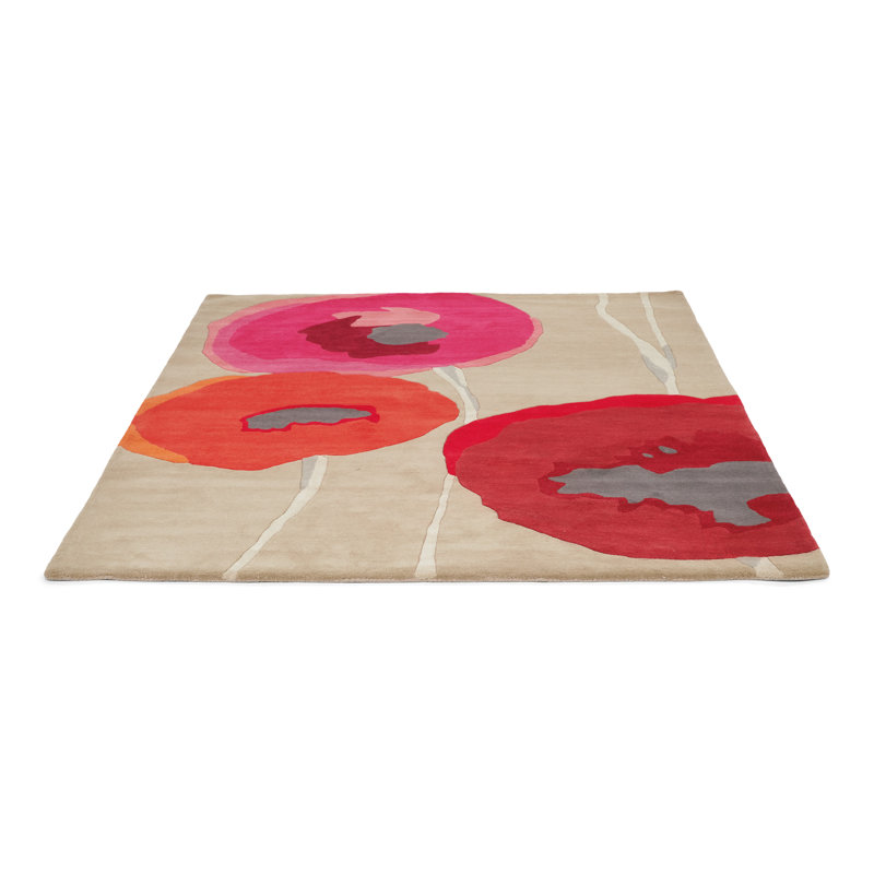 Sanderson Hand Tufted Wool Abstract Area Rug in Red/Orange, Rectangle 5'7" x 7'10"