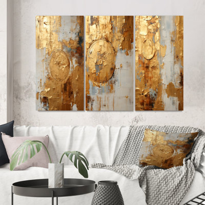 3 pièces sur toile - Ensemble rétro doré I