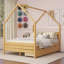 Cadre de lit double pour enfants, lit Montessori avec 2 tiroirs de rangement, lit double en bois avec tête de lit, aucun sommier requis, assemblage facile, naturel-130773221-130773218