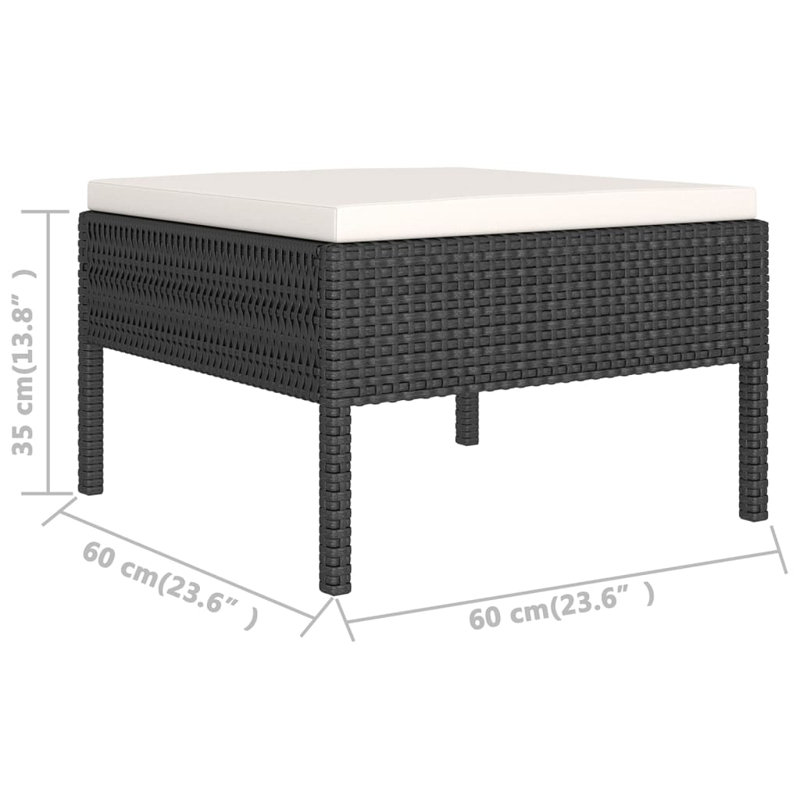 Ensemble de conversation modulaire avec coussins 9 pièces Lawenda, 9 pièces: table, 7 chaises, repose-pieds, Blanc