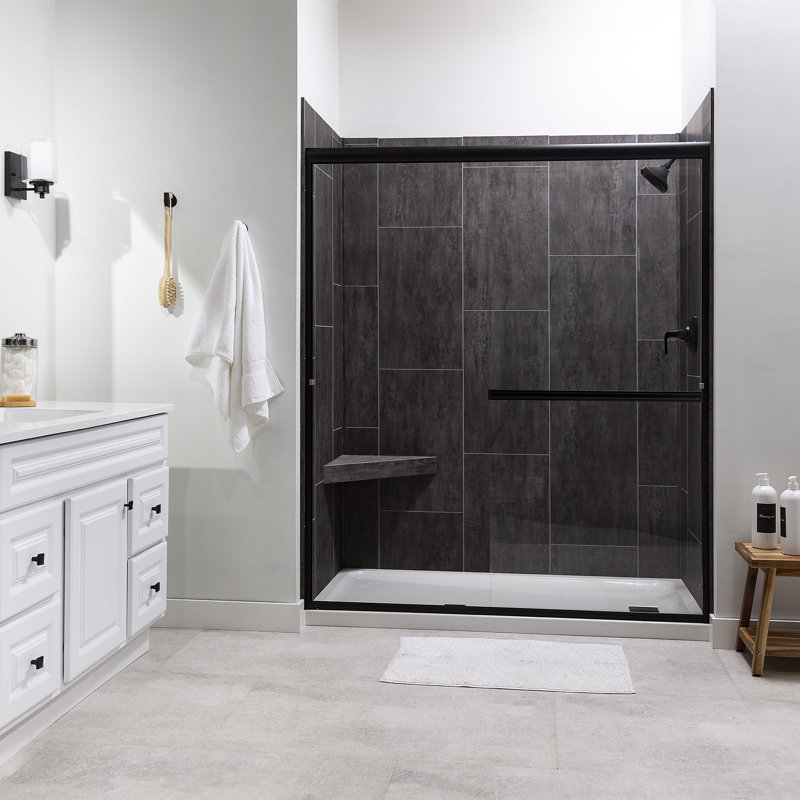 Ashen Slate Gray PVC Shower Bench with Lacquer Finish