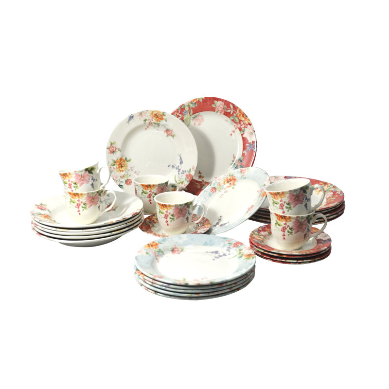 Service de table 30 pièces, service pour 6, cramoisi Tudor England