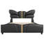 Structure de lit tapissier pour grand lit en similicuir, avec tête et pied de lit en forme de papillon, cadre de lit plateforme avec décorations en métal doré, aucun sommier nécessaire, noir-211264299-211264296