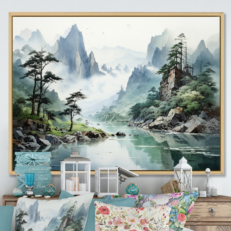 «Bethenny China Art», impression sur toile, H 34 po x l 44 po x P 1,5 po, Cadre naturel flottant