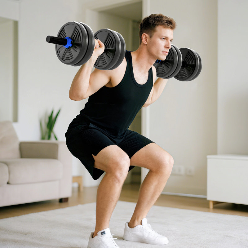 Ensemble d'haltères réglables, ensemble de poids 3 en 1 pour la gymnastique à domicile, 33 lb