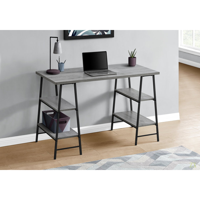 Bureau d'ordinateur Allyssa, bureau personnel, ordinateur portable, tablettes de rangement, L 48 po, bureau, métal, stratifié