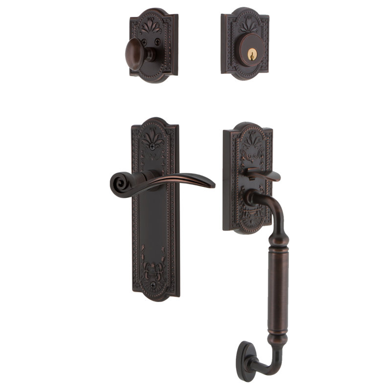 Nostalgic Warehouse Meadows Plate C Grip Handleset with Single Cylinder Deadbolt and Swan Lever, Right, 2 3/8"