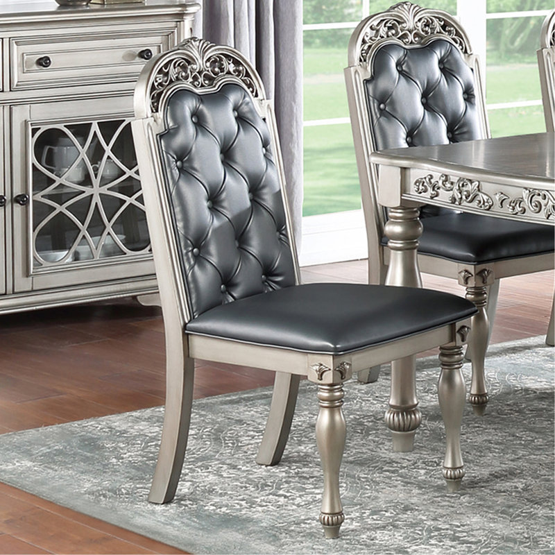 Ensemble de 2 chaises de salle à manger rembourrées en polyuréthane, argent