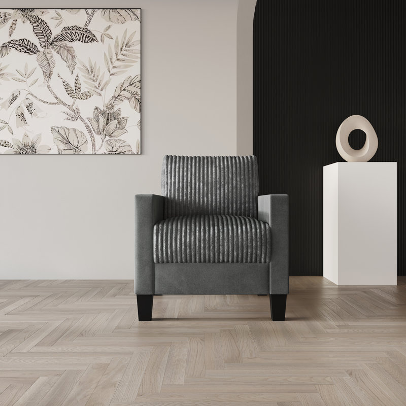 Shadybrook Corduroy  31.72'' Wide Velvet Armchair, Gray Velvet
