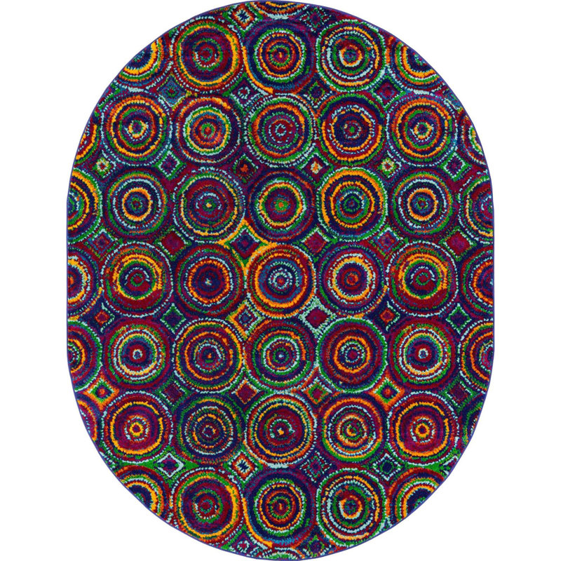 Geometric Indoor Rug, Oval 7'10" x 10'