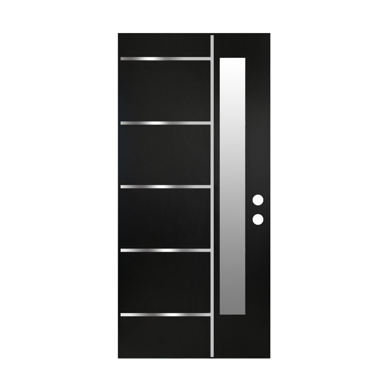 Modern Exterior Doors, 36 x 80 Black FRP Frosted Glass, Home Front