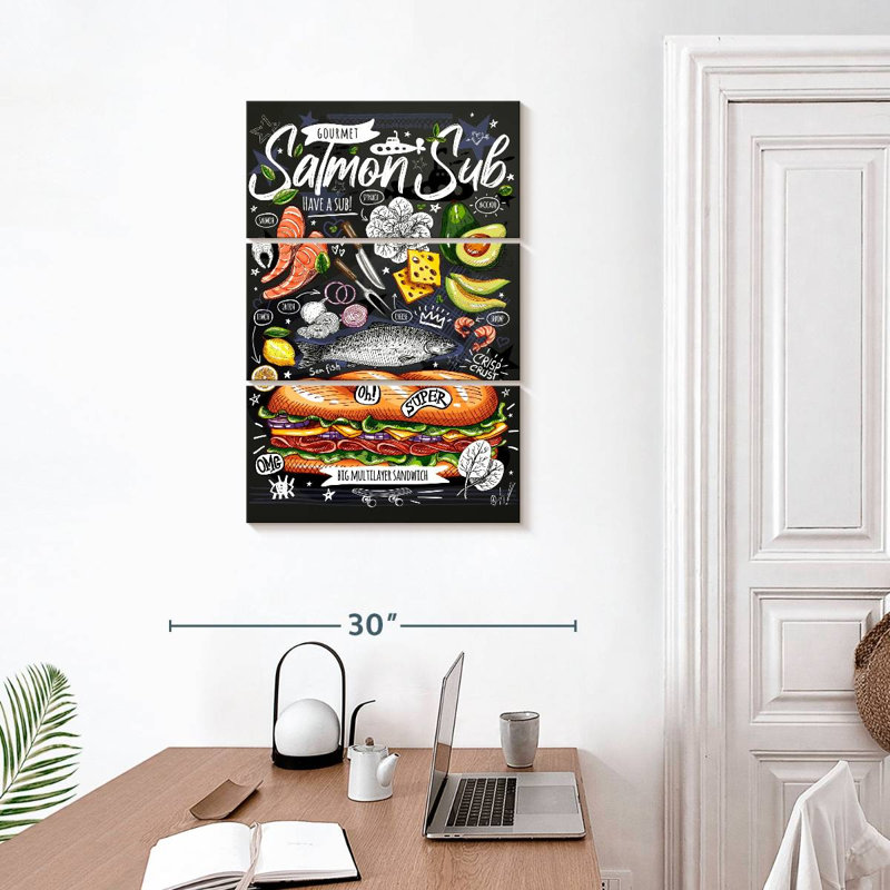 Sandwich au saumon Yarlin, H 32 po x l 20 po
