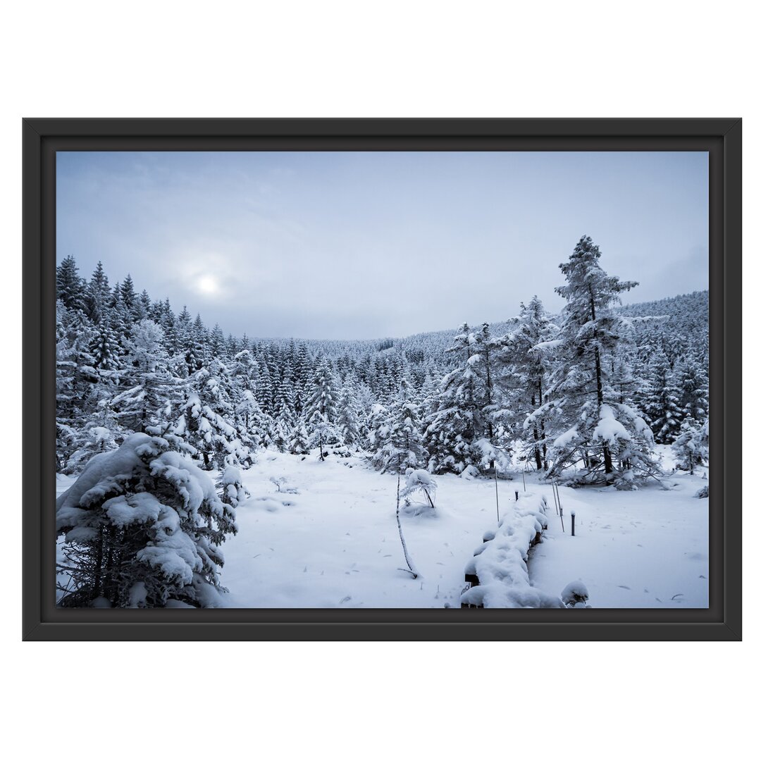 Gerahmtes Wandbild Winterlandschaft vereister See