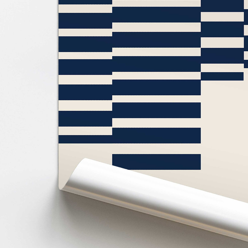 Imprimé roulé de lignes abstraites bleu marine et crème, H 14 po x l 11 po