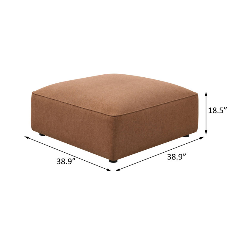 Square Upholstered Ottoman, Terracotta