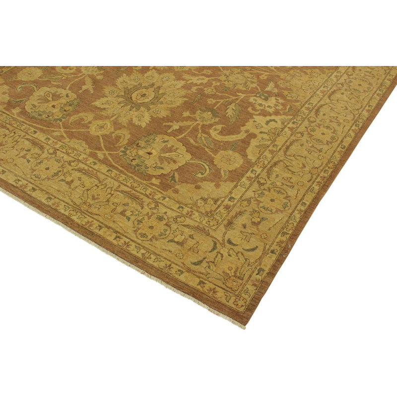 Tapis brun clair en laine noué à la main 9 pi 1 po x 13 pi 4 po Dorn