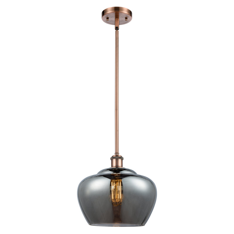 Ballston Fenton 11" - 1 Light 11" Mini Pendant, No Bulb Included, Plated Smoke, Antique Copper
