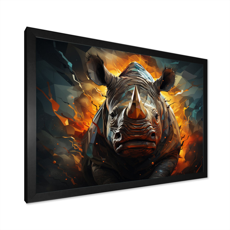 Majestic Rhino II géométrique, Cadre simple noir, H 24 po x l 32 po x P 1 po