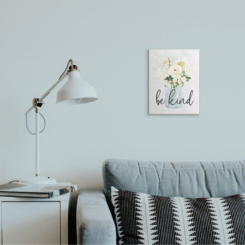 "Be kind soft Spring bouquet" par lettres et doublé-impression d’art graphique, Plaque murale, H 15 po x l 10 po x P 0,5 po