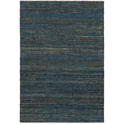 Tapis uni / rayé bleu océan Durah