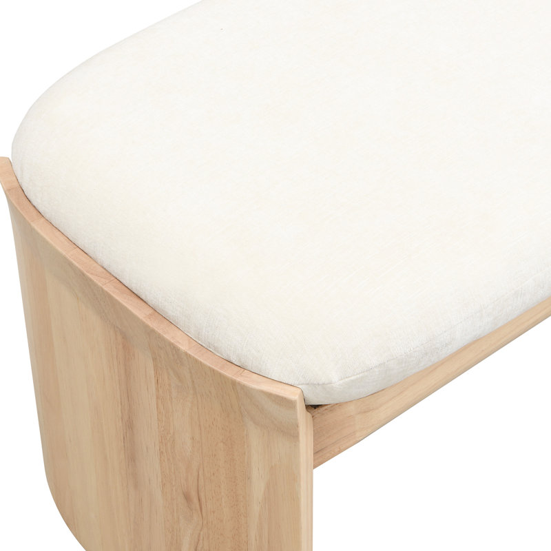 Tabouret de pieds rectangulaire en bois d'hévéa beige de 51,5 pouces, structure solide et stable, siège moelleux, pour la chambre à coucher, le salon, la table de chevet sans dossier, s'adapte au décor nordique, décor de couloir de chambre à coucher