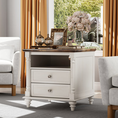 2 - Drawer End Table With Storage And Charging Station