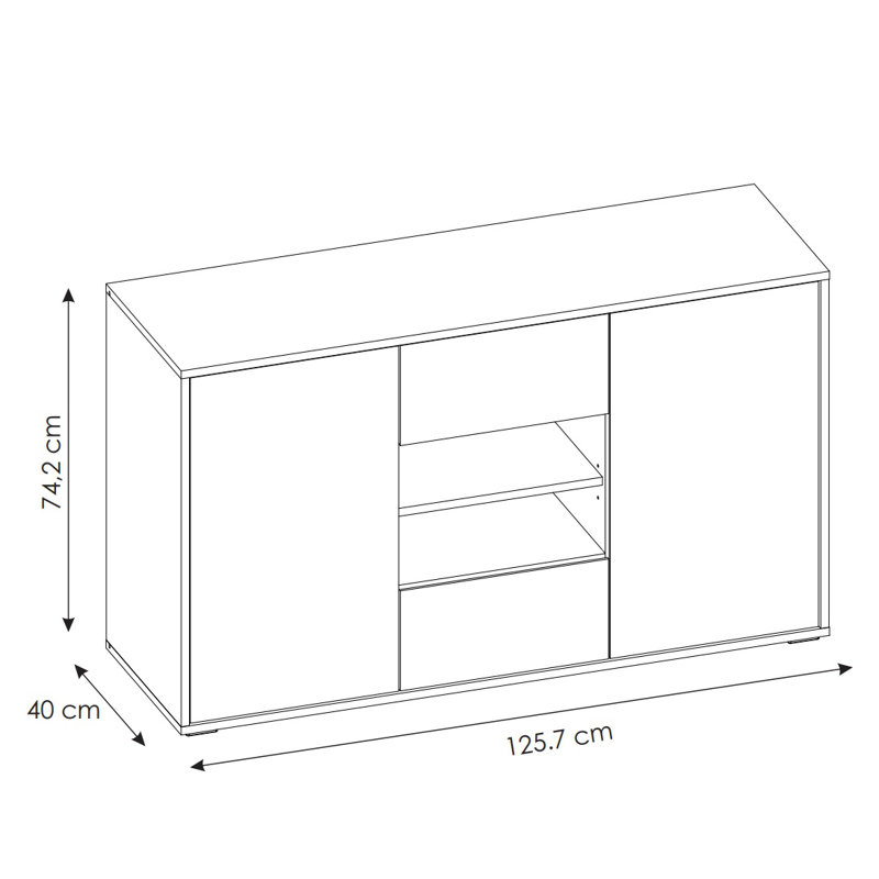 Huyet 2 Drawer Chest, White/Black/Chili Red