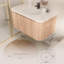 Meuble-lavabo coulissant moderne à fermeture en douceur avec finition en panneau de particules naturel pour salle de bain contemporaine