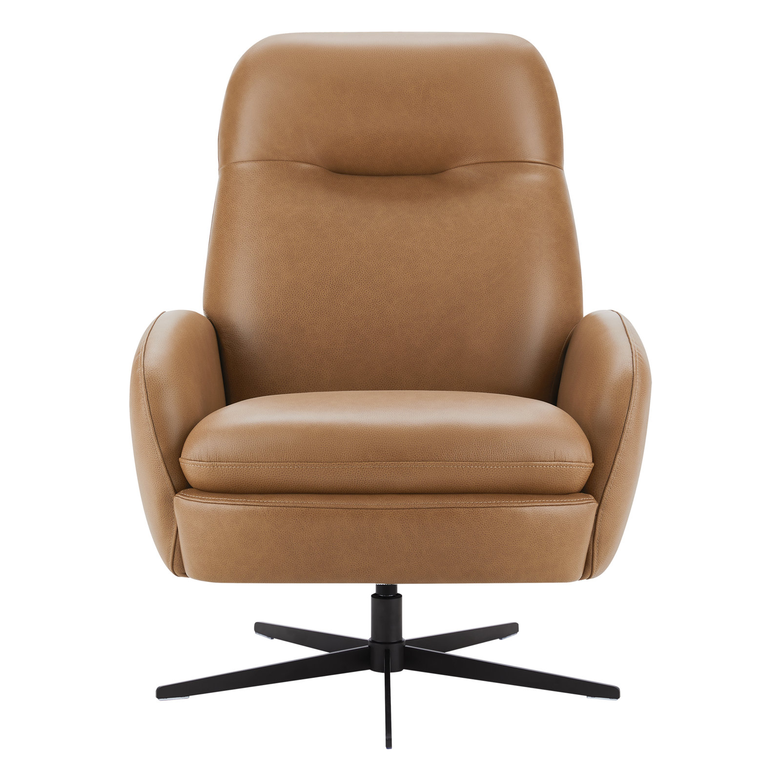 Danva Genuine Leather Swivel Recliner, York Butternut Genuine Leather