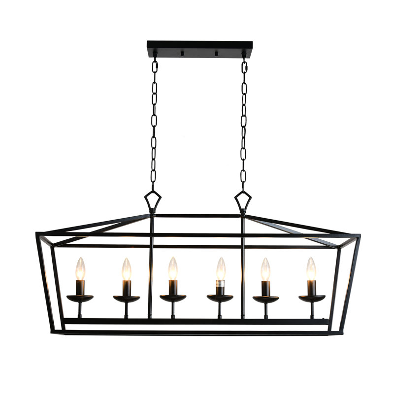Lustre rectangulaire pour îlot de cuisine à 6 lumières Adalae